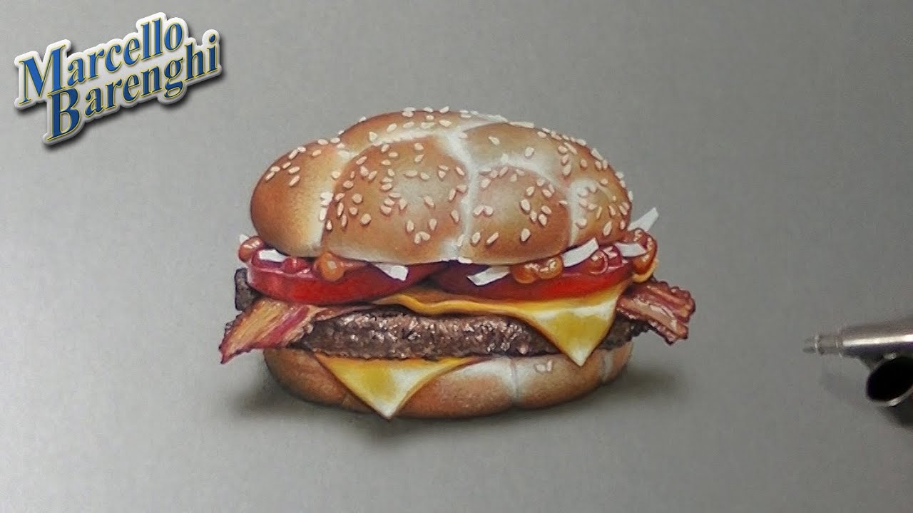 Drawing Time Lapse: McDonald's McHeaton (2 of 5 burgers) - hyperrealistic art