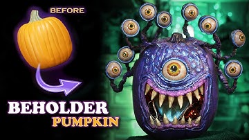 How to Carve a Foam Pumpkin Tutorial DnD Beholder - EVA Foam Clay - Monster Eyes Halloween Decor DIY