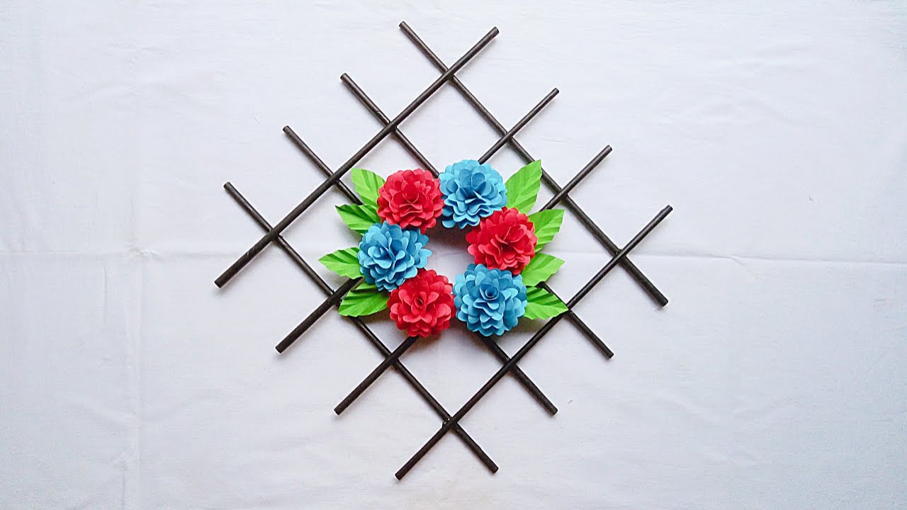 Easy wall hanging craft idea - how to make wall hanging - paper flower