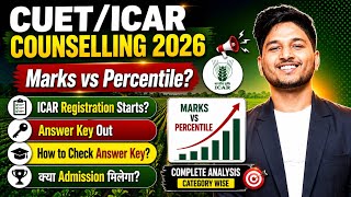 CUET(ICAR-UG) 2026 Marks vs Percentile Analysis🔥Answer Key Out | किसको होगा नुकसान PCM Or PCB?