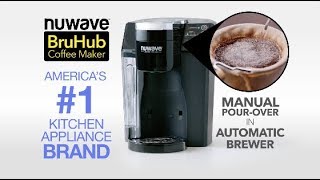 NuWave BruHub Single Serve/Full Pot Smart Coffee Maker Brewer Machine  System 