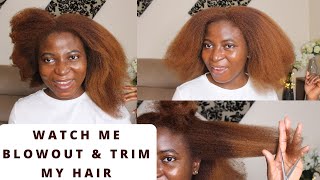 Best &amp; Easy  BLOWOUT + TRIM on my Thick 4C Hair | Kenny Olapade