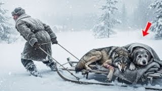 картинка: Он один тащил волка со сломанной лапой… а собака не отходила ни на шаг