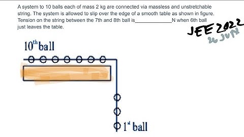 A system to 10 balls each of mass 2kg are connected...|jee 2022 mains question physics | #jeemains