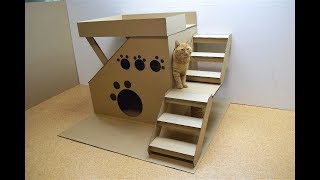 How to make a house for a cat out of cardboard