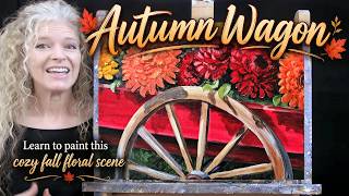 AUTUMN WAGON -Learn How to Draw and Paint with Acrylics for Beginners -Easy Flower Painting Tutorial