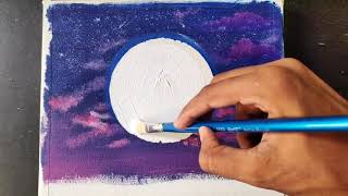 acrylic painting moon wolf tutorial beginners