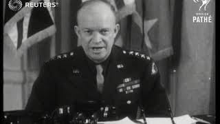 Gen. Eisenhower gives speech after taking over new command of Allies (1944)