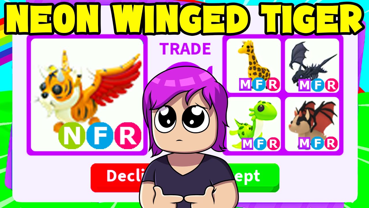 I Traded Worlds First NEON WINGED TIGER (Adopt me) - YouTube