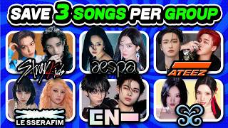 SAVE THREE KPOP SONGS FOR EACH GROUP 😱 | Kpop Quiz