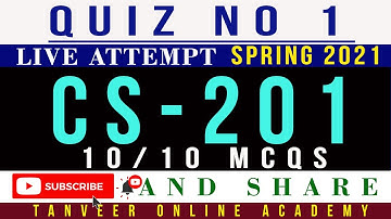 CS201 Quiz 1 Spring 2021 Solution Live Attempt | CS201 – Quiz 1 Spring 2021