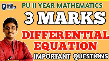 Differential Equations 3 marks important questions 2024