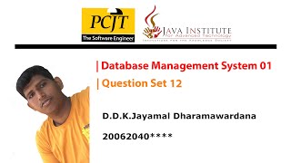 Question Set 12 | Database Management System | Java Institute