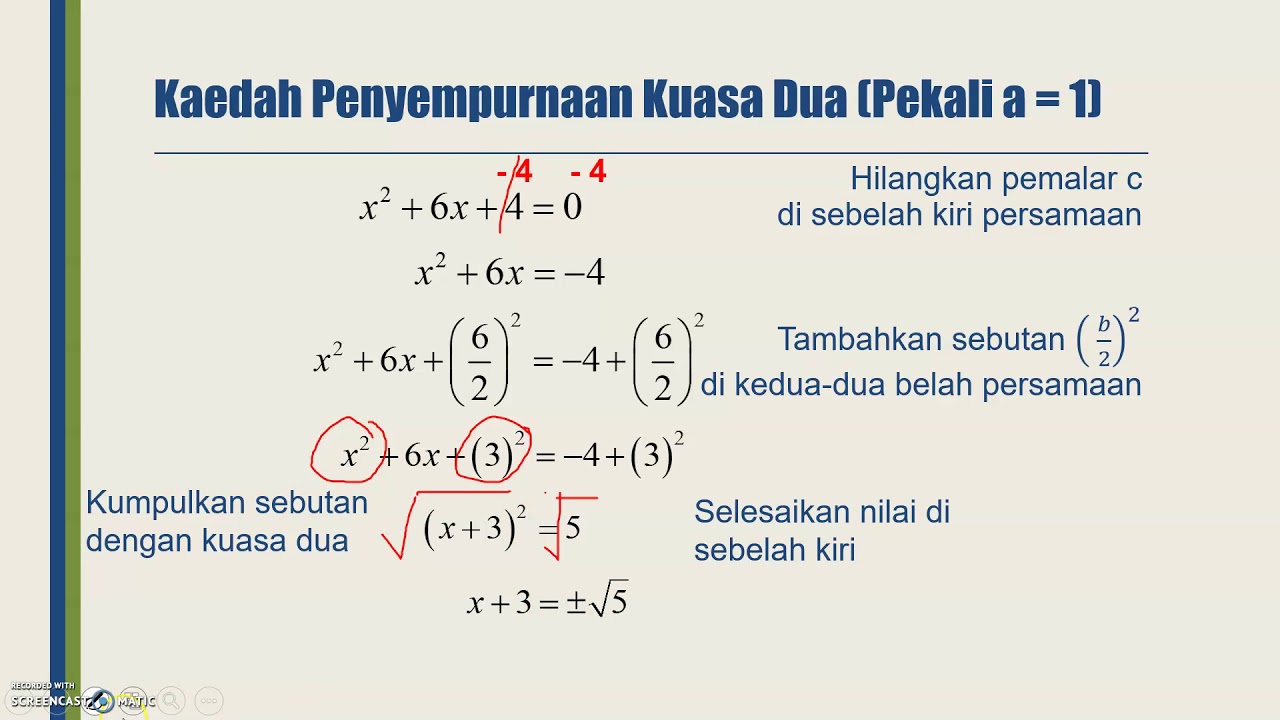 Kuasa dua penyempurnaan formula Tarikh Penyempurnaan