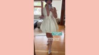 Satin Bow Bubble Hem Mini Dress - Summer Engagement Party Dress