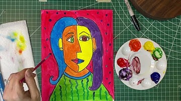 Pablo Picasso cubism style self portrait art project for kids