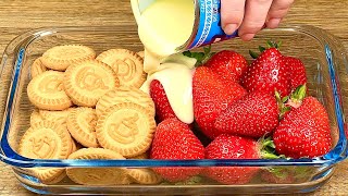 🍓Whip condensed milk with strawberries! The most delicious no-bake dessert in minutes!