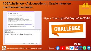 #DBAchallenge - Ask questions || Oracle Interview question and answers