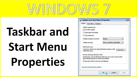 TASKBAR AND START MENU PROPERTIES || WINDOWS 7