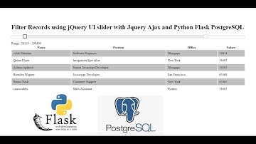 Filter Records using jQuery UI slider with Jquery Ajax and Python Flask PostgreSQL
