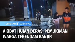 Nekat Menerobos Banjir, Pasutri Terseret Banjir | Liputan 6 Surabaya