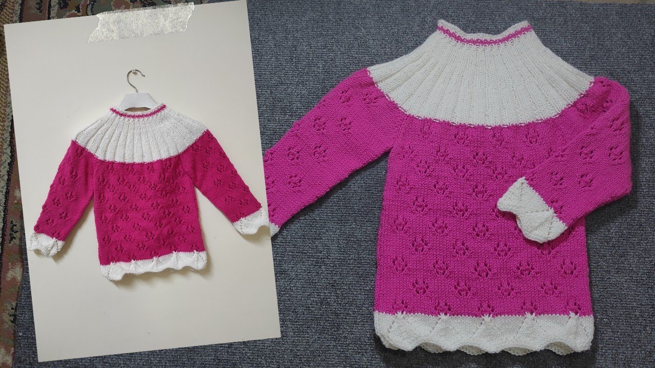 Two Colour Pullover 3 to 4 Years | Readymade Style Sweater For Girls | Step by Step Tutorial In Urdu