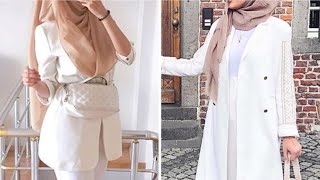 How to style WHITE Outfit 🕊|•simple hijab lookbook•|OUTFIT IDEAS