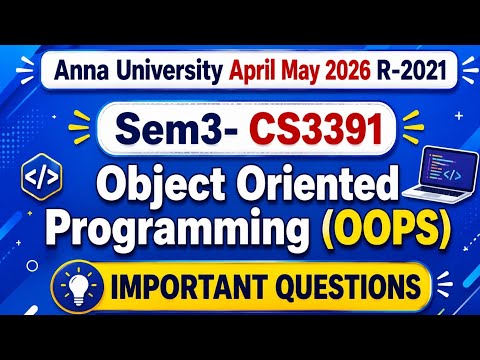 CS3391 Object oriented programming important questions April May 2026