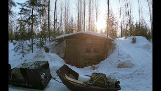 картинка: И снова один в тайге \ Рыбалка на ХАРИУСА \ Часть 1 \ Жизнь в землянке