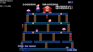 [NES] Donkey Kong Game A (1 Loop) Speedrun in 1:09.252
