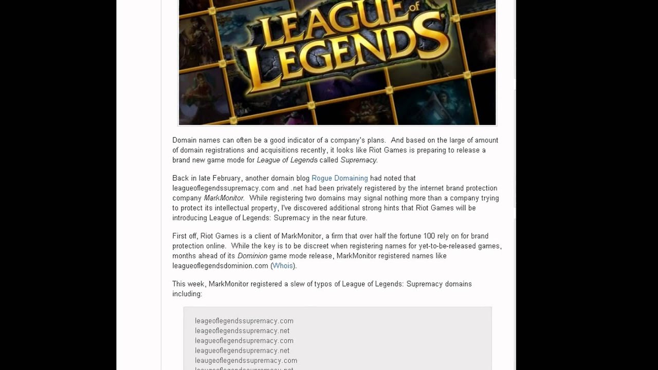 League of Legends - Supremacy Mode ?