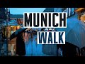 Walking in the Rain in Munich in 4K, Binaural 3D Sound, Rain City ambience