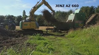Jenz woodchipper AZ 660 and New holland kobelco