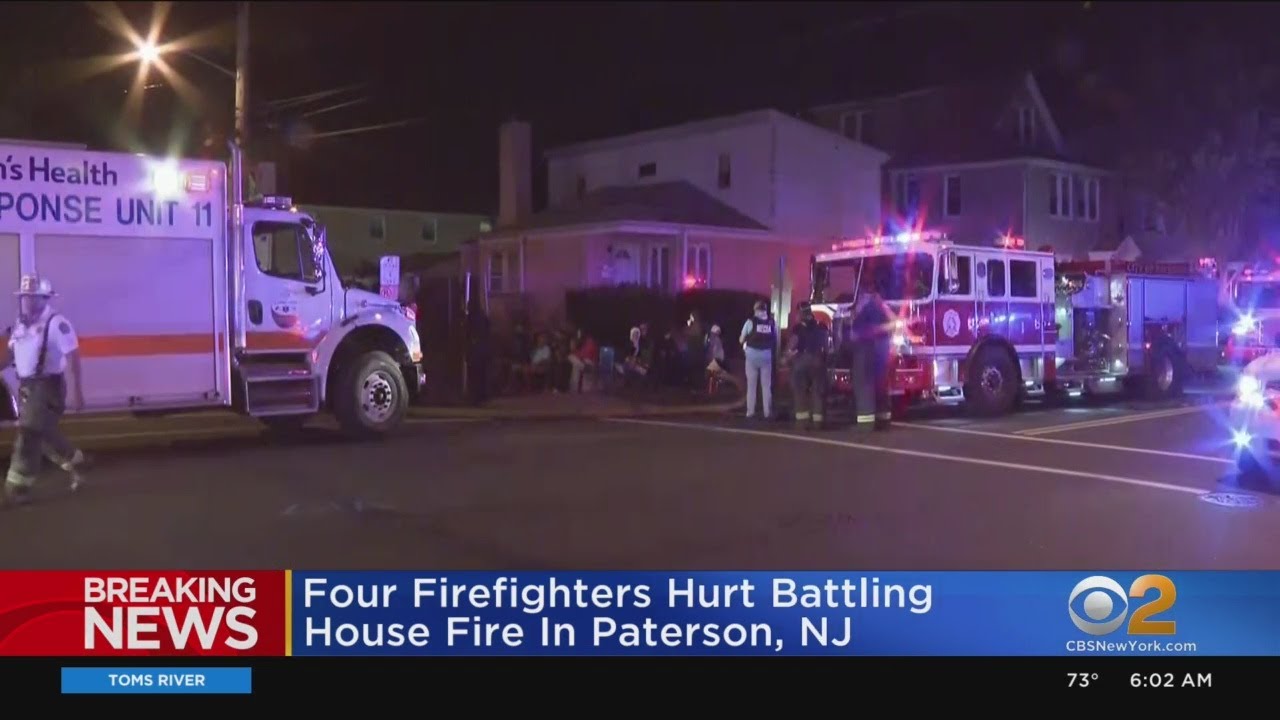4 Firefighters Hurt Battling Paterson House FIre - YouTube