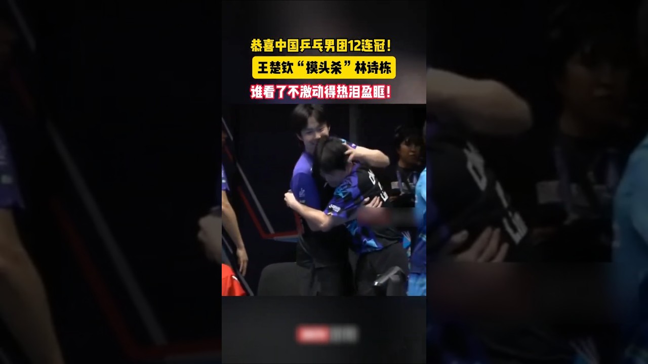恭喜中国乒乓男团12连冠！王楚钦“摸头杀”林诗栋，谁看了不激动得热泪盈眶！