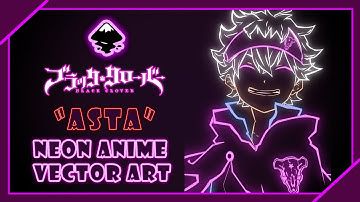 Asta Neon Style Anime Vector Art in Inkscape | Black Clover (Speed Art)