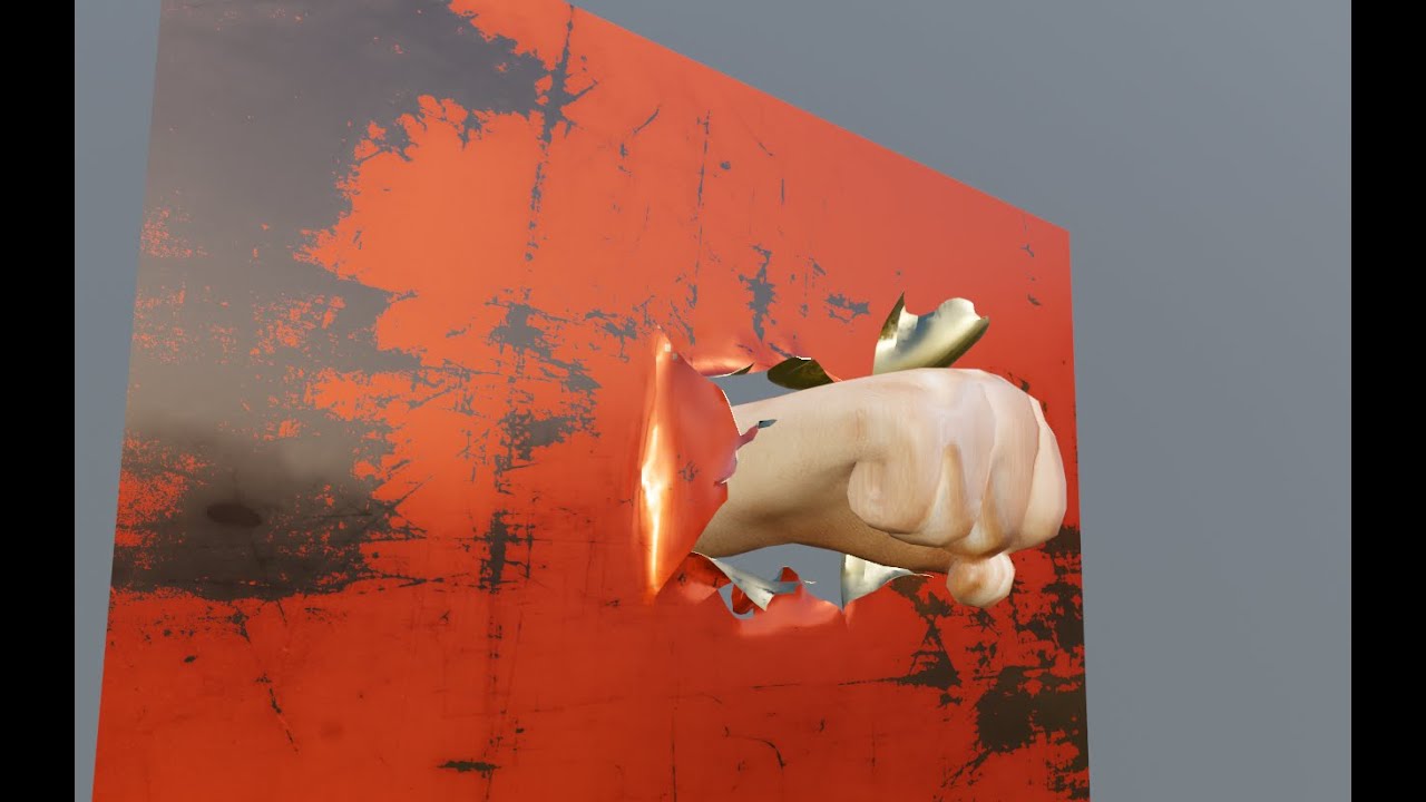 punching a hole into metal using blender 2.8