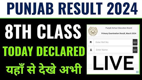 Punjab 8th result 2024 kaise dekhe, how to check Punjab 8th class result 2024, Punjab board result
