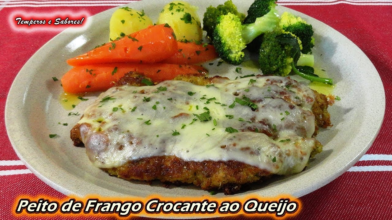 PEITO DE FRANGO CROCANTE AO QUEIJO delicioso e bem fácil.