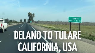 Driving from Delano to Tulare, Route 99 North, California, USA