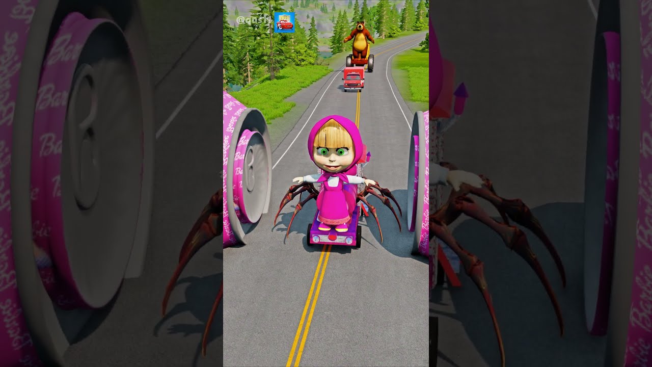 Crazy Cars Funny VS BOLLARD BARBIE Crush Splash In BeamNG Drive