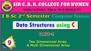 9. BSc 1/2 -  Data Structures using C - Unit 2-  Two Dimensional Array & Multi Dimensional Array
