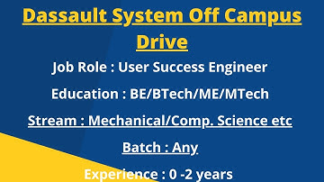 Dassault System Off Campus Drive 2022 | Dassault system job update | Jobs For Freshers