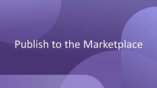 Publish to the Marketplace