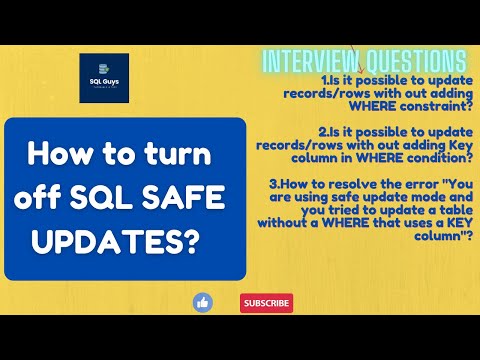 SQL Tutorial - How to turn off/on SQL SAFE UPDATES? Resolve error occurs when Updating rows in table