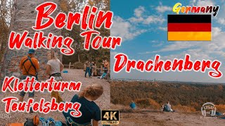 Berlin Walking Tour, Drachenberg, Kletterturm Teufelsberg 4K ASMR