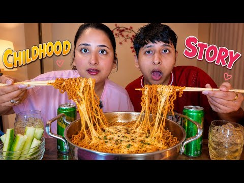 Eating Cheesy Buldak Noodles + Childhood Story