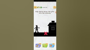 Draw 2 Save Stickman Puzzle Level 135: Help santa throw the gifts into the chimney