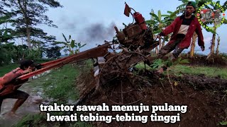 traktor sawah menuju pulang lewati tebing-tebing tinggi @traktorcianjur1