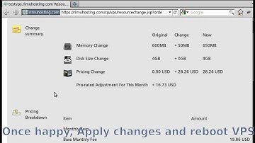 How to change resources @ Rimuhosting